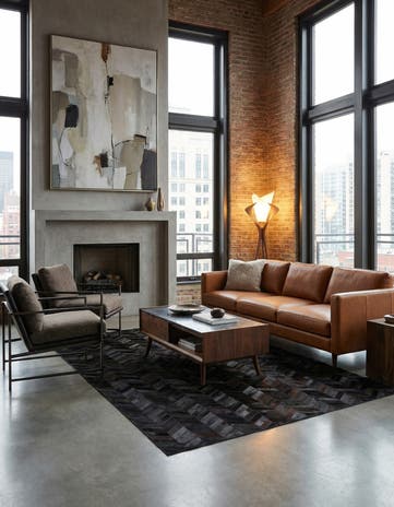 5' 1 x 8' Cowhide Leather Rug