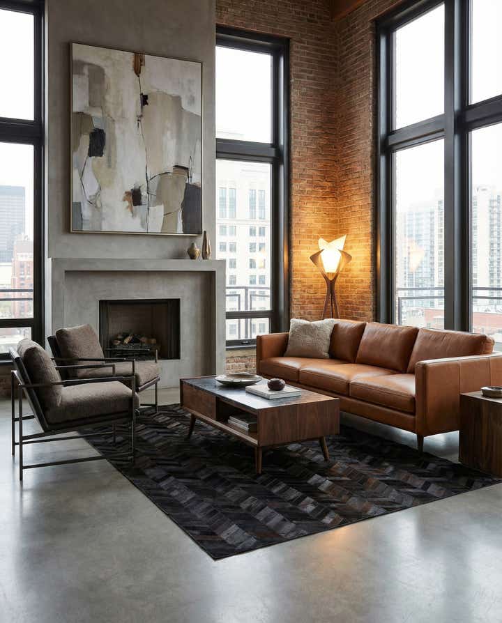 5' 1 x 8' Cowhide Leather Rug