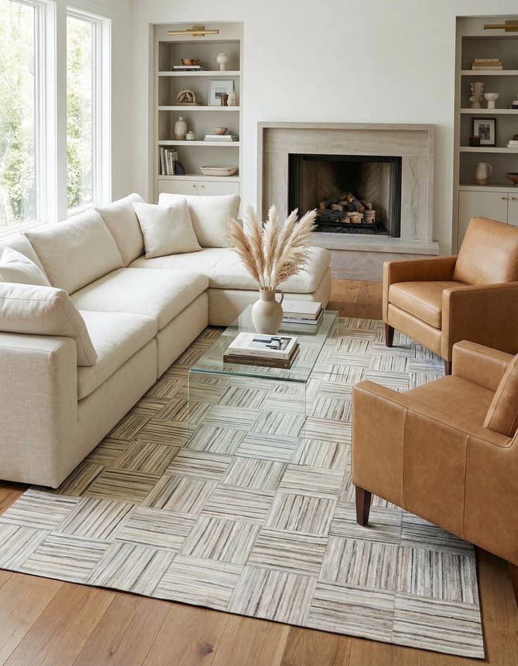 Detail image of 4' 11 x 8' 2 Cowhide Stocks Rug