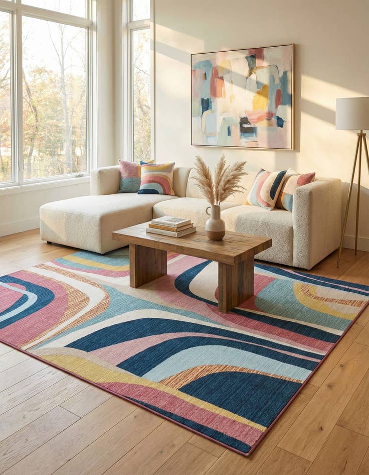 Detail image of  7' 10 x 10'  Washable Modern Indoor / Outdoor Rug