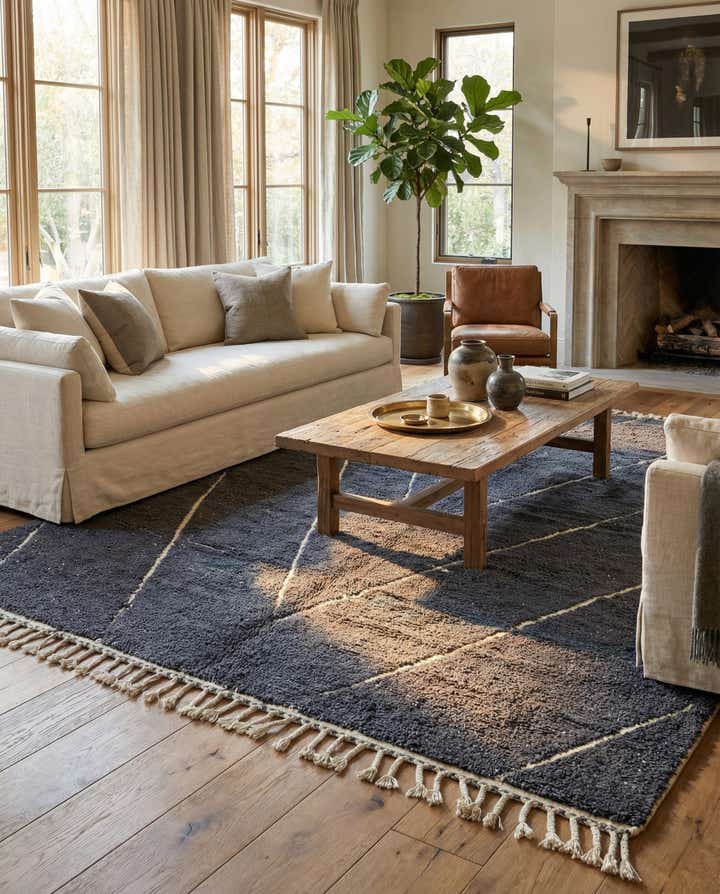 6' 9 x 9' 5 Hand Knotted Moroccan Wool Rug