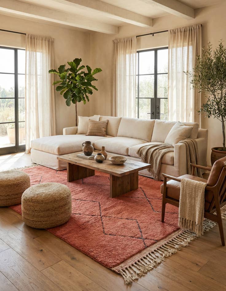 Detail image of 5' 9 x 8' 5  Hand Knotted Moroccan Wool Rug