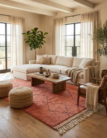 5' 9 x 8' 5 Hand Knotted Moroccan Wool Rug