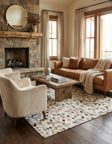 6' 8 x 9' 11 Cowhide Stocks Rug