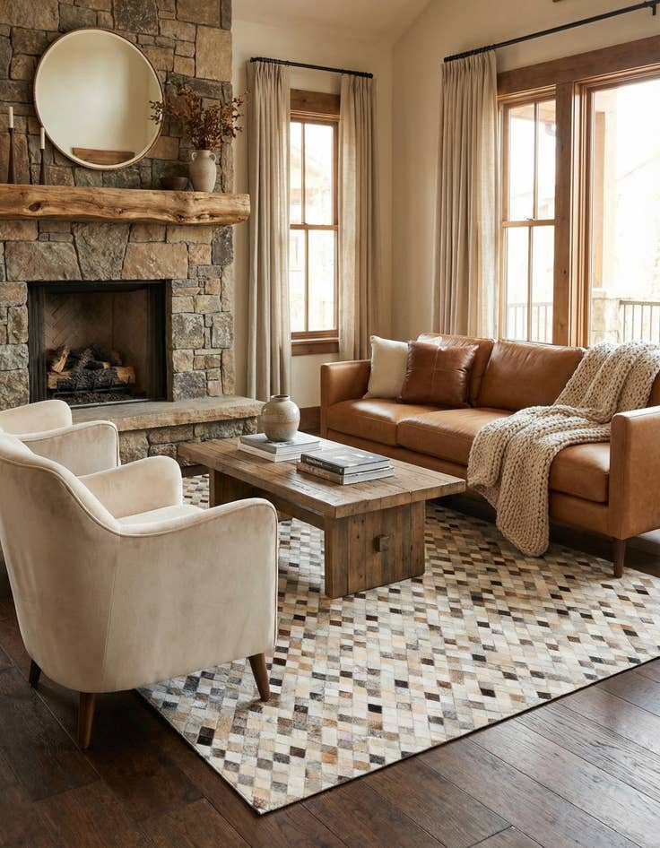 Detail image of 6' 8 x 9' 11 Cowhide Stocks Rug