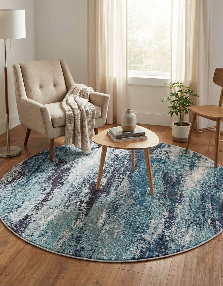 Detail image of 4' x 4'  Washable Barcelona Round Rug