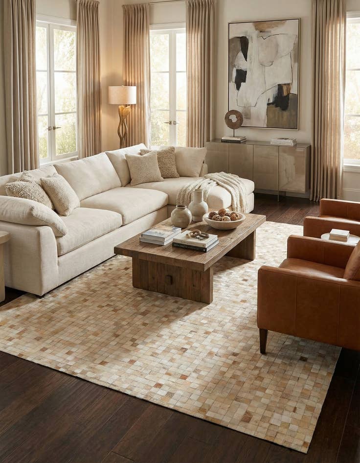 Detail image of  8' x 9' 10 Cowhide Stocks Rug