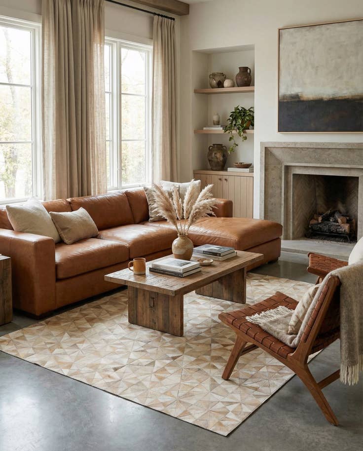 Detail image of 4' 9 x 6' 6 Cowhide Stocks Rug