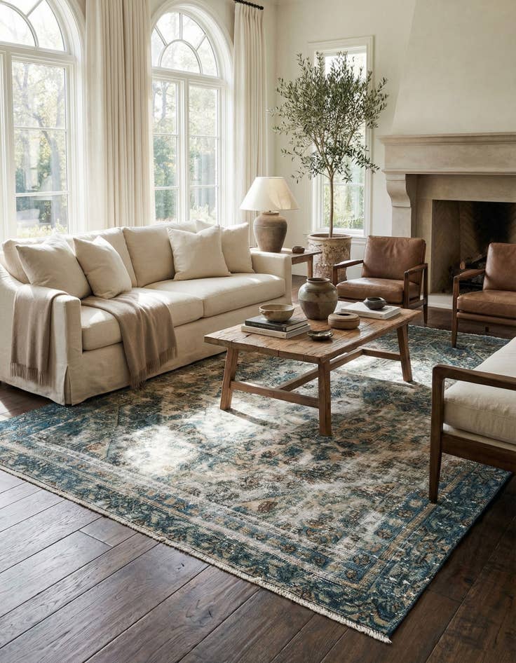 Detail image of  6' x 9'  Hand Knotted Ultra Vintage Persian Wool Rug