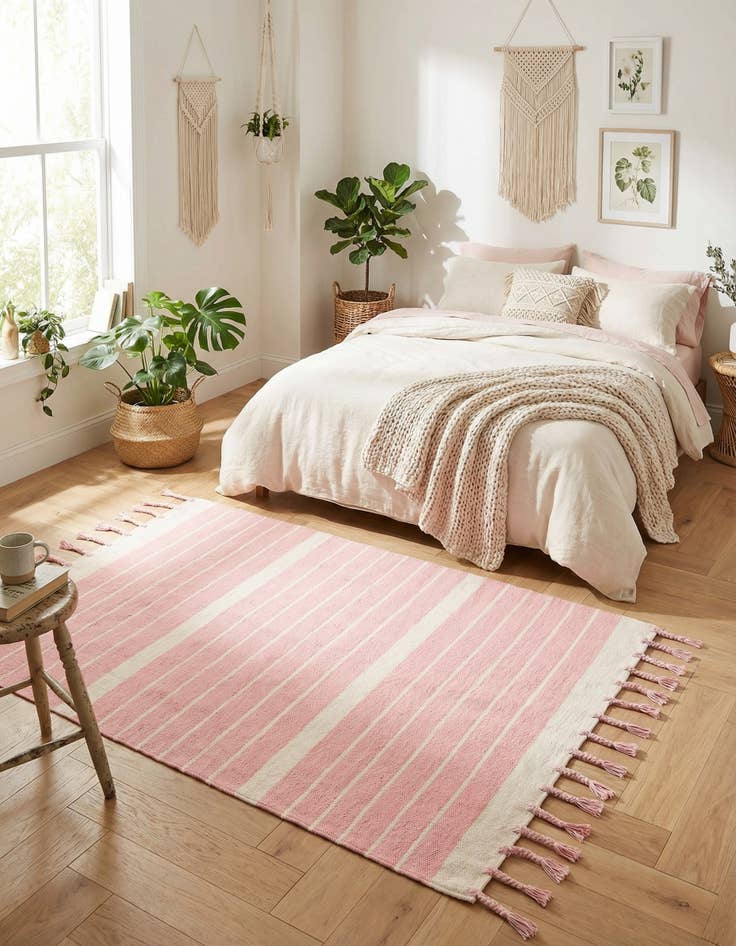 Detail image of  4' 1 x 6' 1  Hand Woven Chindi Cotton Rug