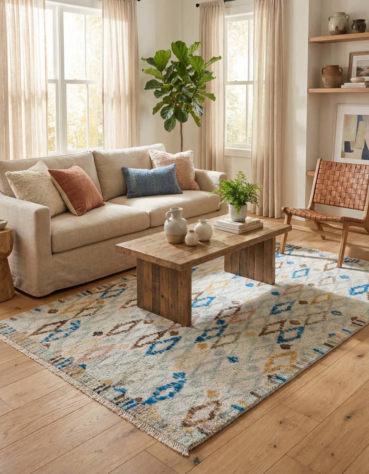 Detail image of 4' 10 x 6' 3  Hand Knotted Darya Wool Rug