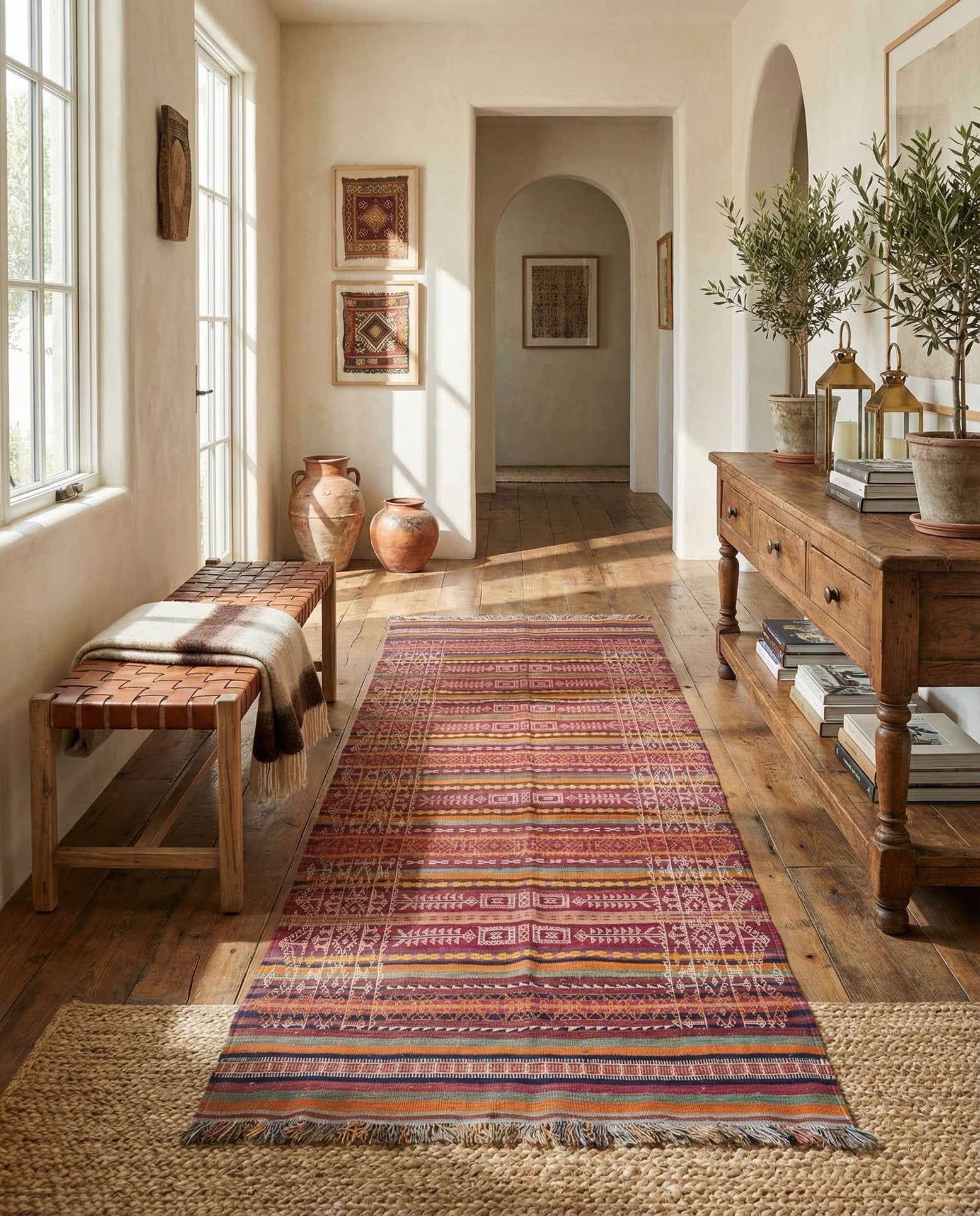 4' x 9' Hand Woven Kilim Afghan Wool Runner Rug
