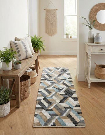 2' x 8' Hand Braided Chindi Cotton Runner Rug