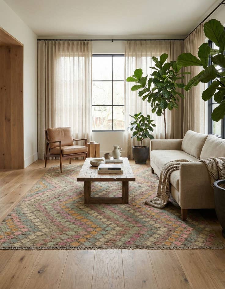 Detail image of 5' 10 x 8'  Hand Woven Kilim Modern Wool Rug