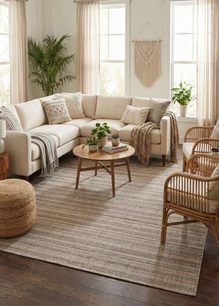 7' 10 x 11' Easy-Clean Striped Indoor / Outdoor Rug
