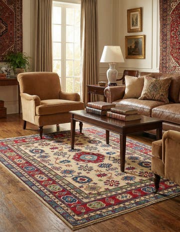5' 1 x 7' Hand Knotted Kazak Rug