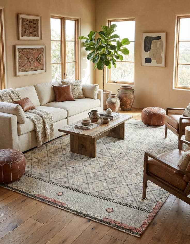 Detail image of 8' 8 x 12' 8  Hand Knotted Moroccan Wool Rug