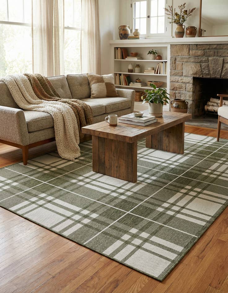 Detail image of  6' x 9'  Washable Checkered Indoor / Outdoor Rug