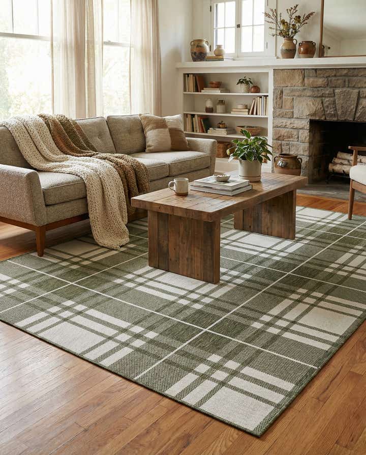 6' x 9' Easy-Clean Checkered Indoor / Outdoor Rug