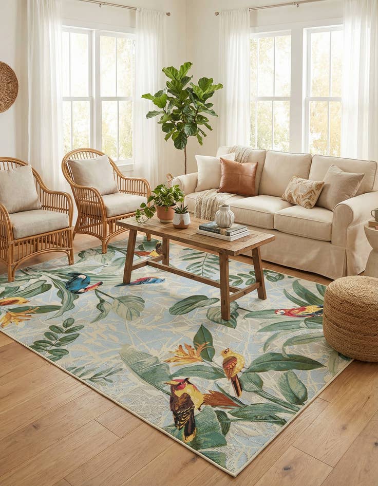 Detail image of  6' x 9'  Washable Botanical Indoor / Outdoor Rug