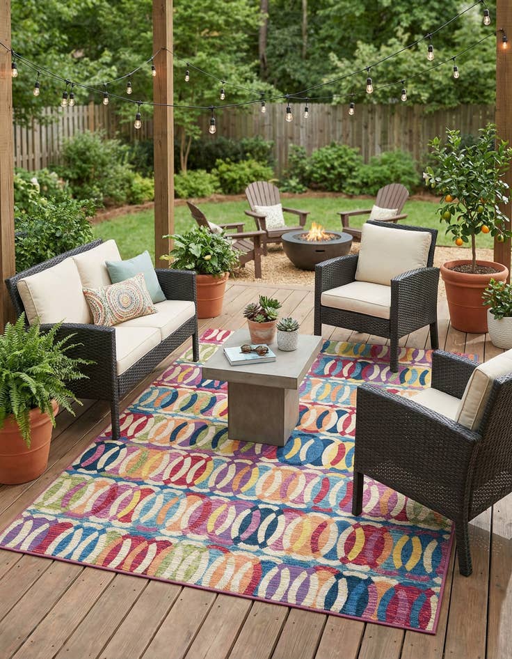 Detail image of 5' 3 x 7'  Washable Modern Indoor / Outdoor Rug