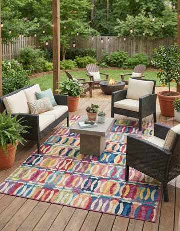 5' 3 x 7' Easy-Clean Modern Indoor / Outdoor Rug