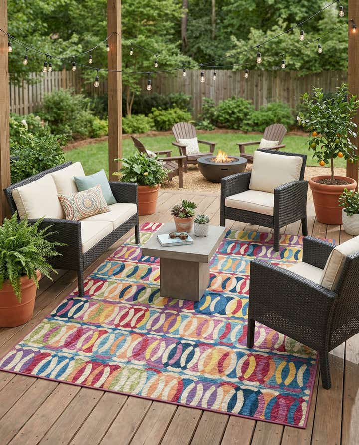 5' 3 x 7' Easy-Clean Modern Indoor / Outdoor Rug