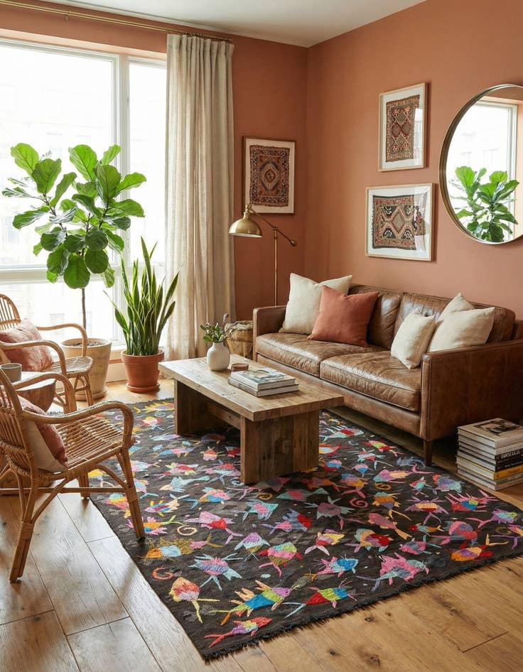 Detail image of 5' 4 x 7' 8  Hand Woven Kilim Suzani Wool Rug