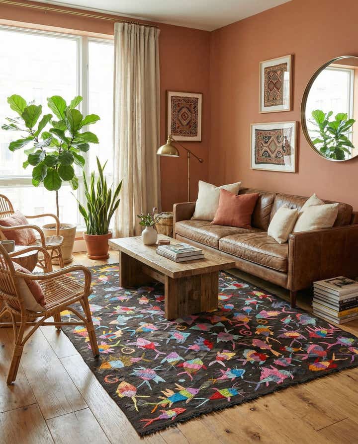 5' 4 x 7' 8 Hand Woven Kilim Suzani Wool Rug