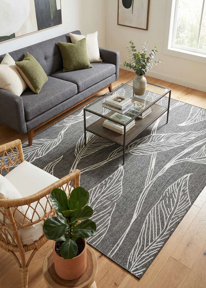 6' x 9' Easy-Clean Botanical Indoor / Outdoor Rug