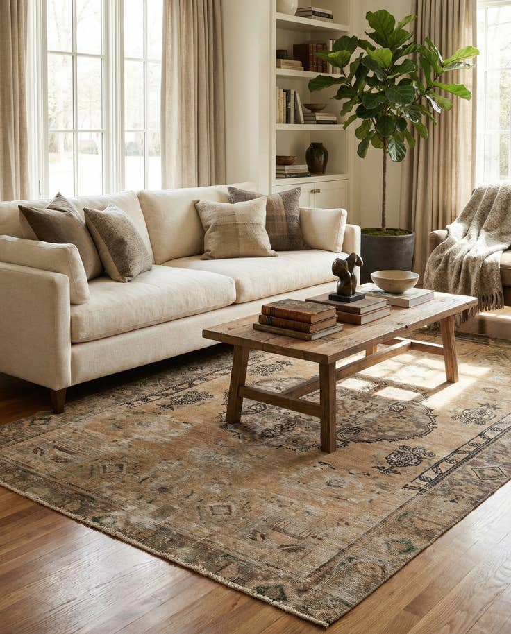 Detail image of 6' x 8' 9 Hand Knotted Ultra Vintage Persian Wool Rug