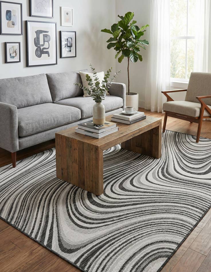 Detail image of 5' 3 x 8'  Washable Modern Indoor / Outdoor Rug