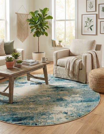 5' x 5' Washable Theia Round Rug