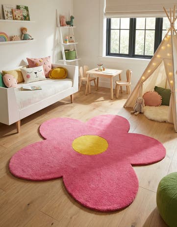 5' 1 x 5' 1 Happy Rugs Funky Flower Wool Round