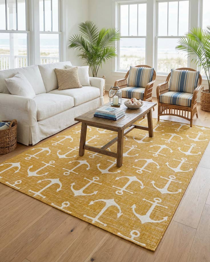 Detail image of 7' 10 x 11' Easy-Clean Coastal Indoor / Outdoor Rug
