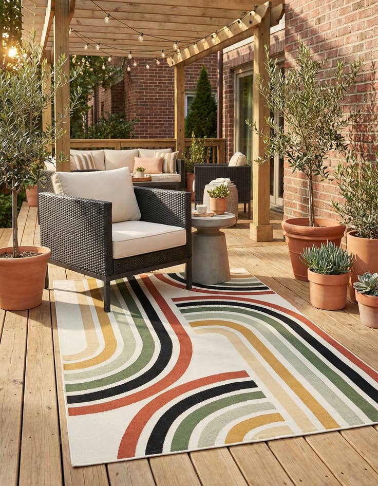 Detail image of 4' x 6'  Washable Modern Indoor / Outdoor Rug