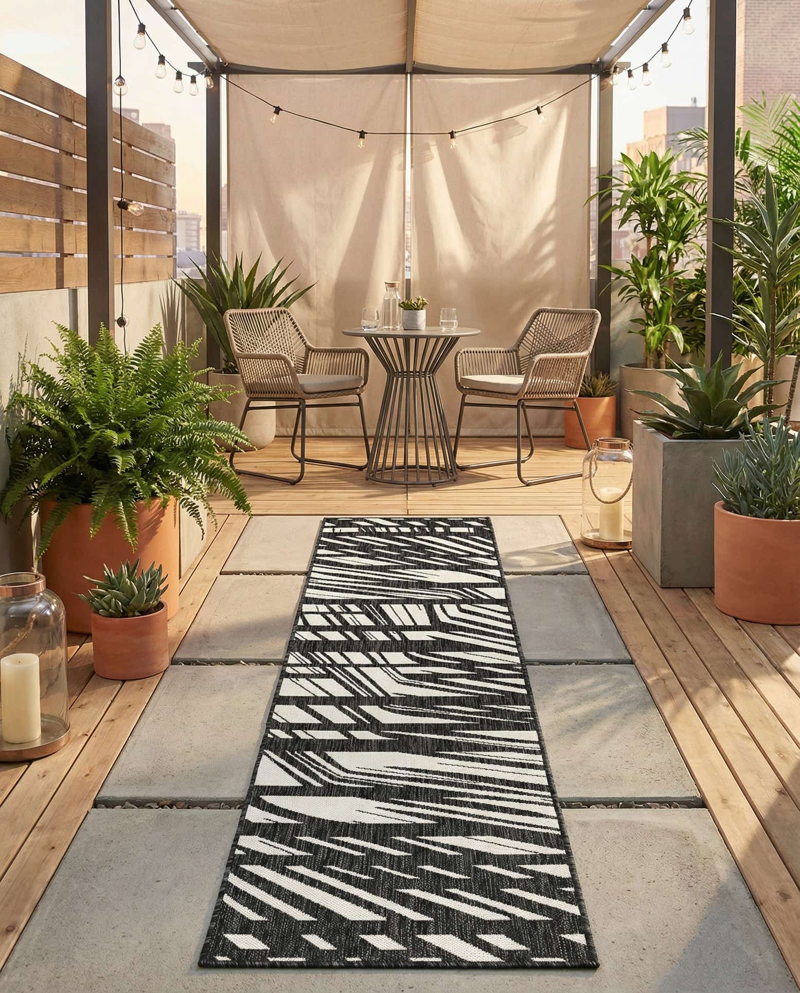 2' x 8' Easy-Clean Modern Indoor / Outdoor Runner Rug