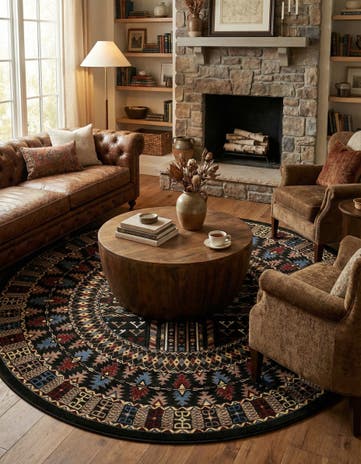 7' 10 x 7' 10 Bokhara Round Rug