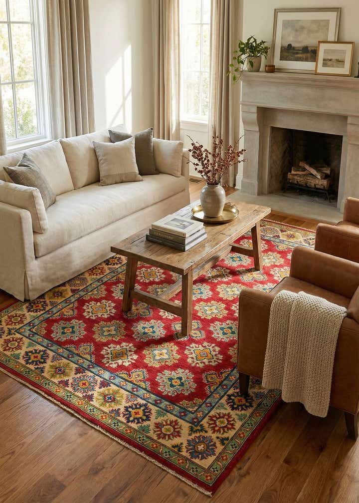 5' 6 x 8' Hand Knotted Kazak Rug