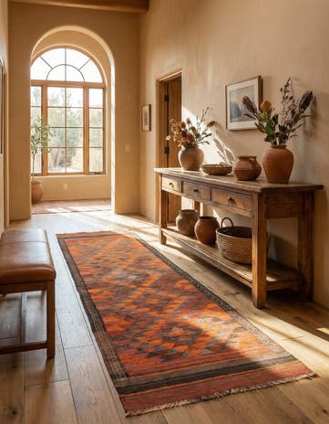 3' 10 x 10' 5 Hand Woven Kilim Fars Wool Runner Rug