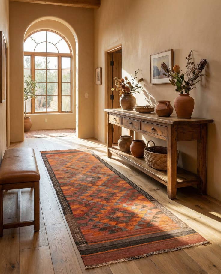 Detail image of 3' 10 x 10' 5 Hand Woven Kilim Fars Wool Runner Rug