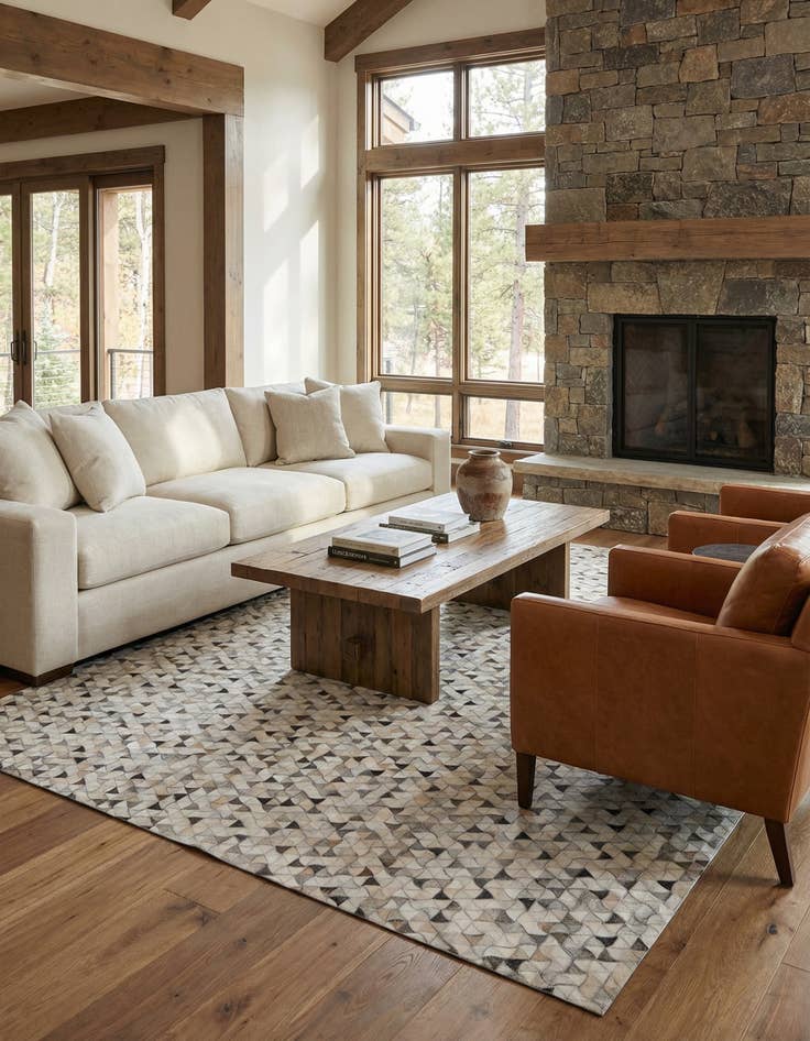 Detail image of  7' 10 x 9' 10 Cowhide Leather Rug