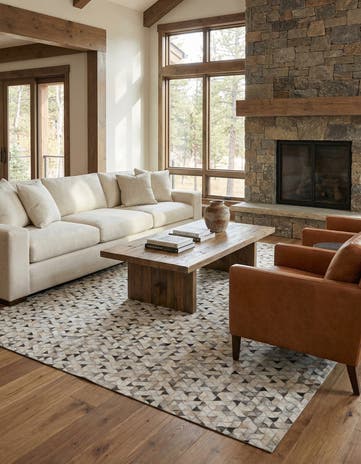 7' 10 x 9' 10 Cowhide Leather Rug