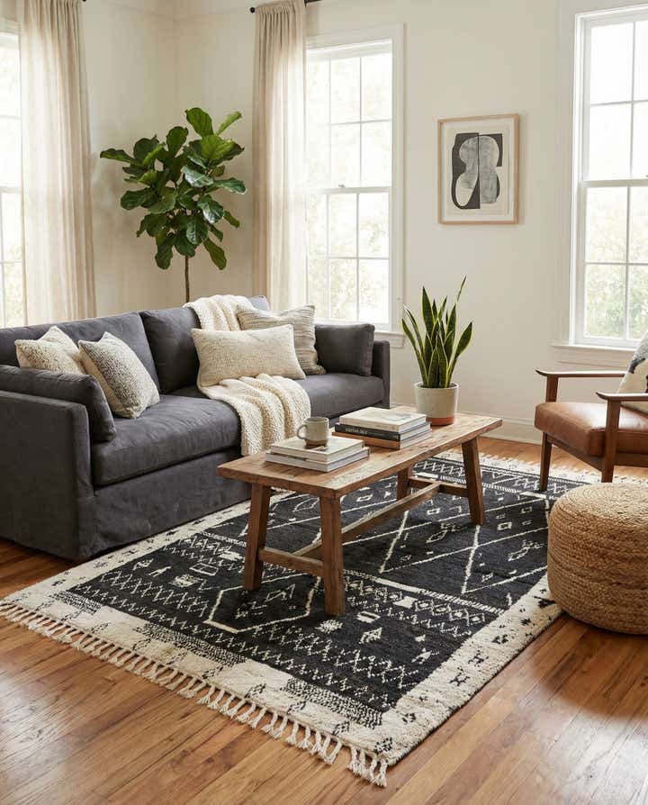 5' 3 x 8' 3 Hand Knotted Moroccan Wool Rug