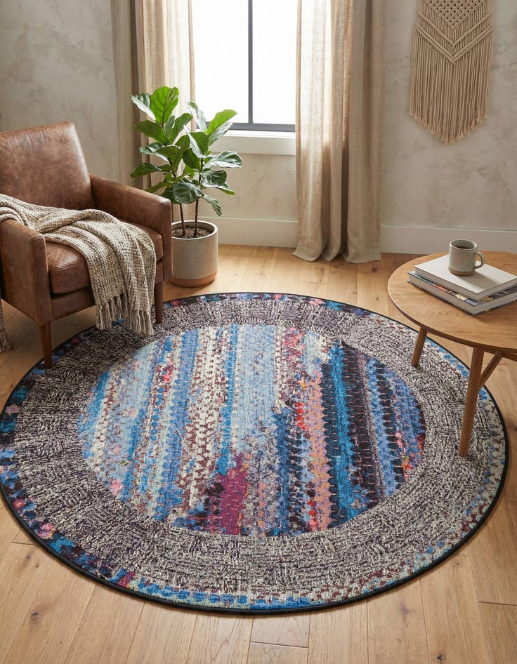 Detail image of 4' x 4' Easy-Clean Modern Indoor / Outdoor Round Rug