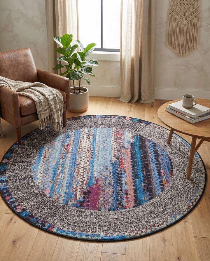 4' x 4' Easy-Clean Modern Indoor / Outdoor Round Rug