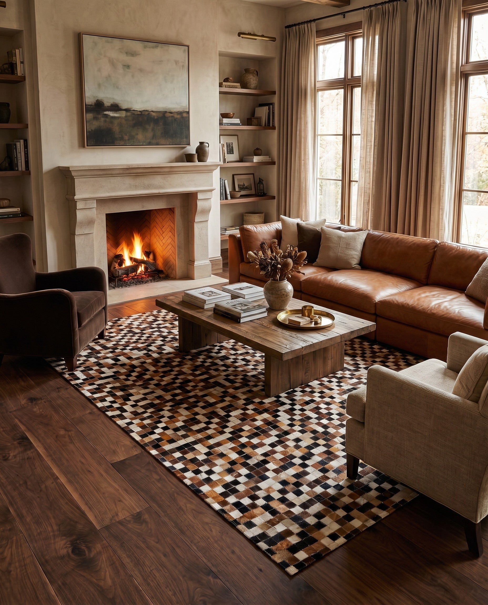 5' 6 x 7' 7 Cowhide Stocks Rug