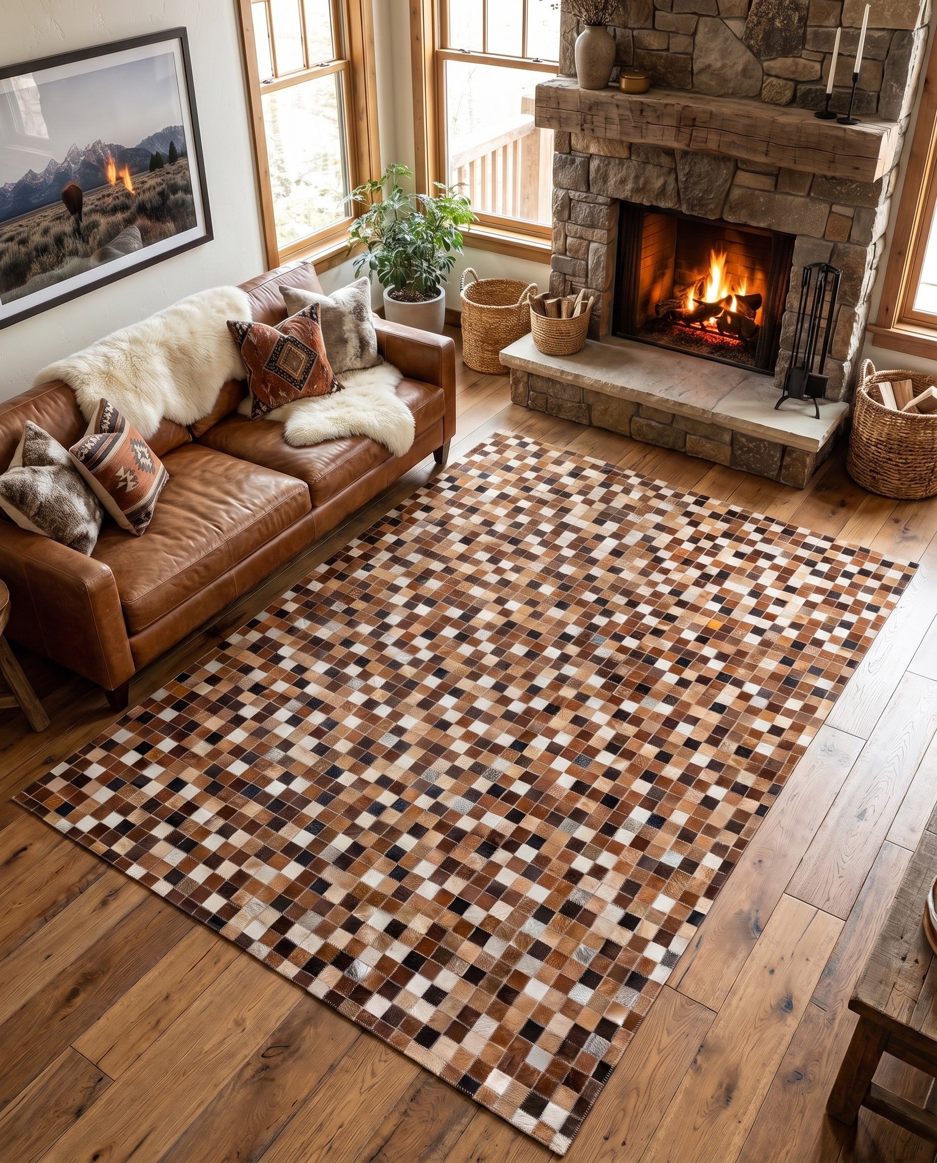 4' 8 x 6' 8 Cowhide Stocks Rug