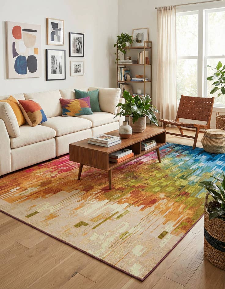 Detail image of  9' x 12'  Washable Modern Indoor / Outdoor Rug