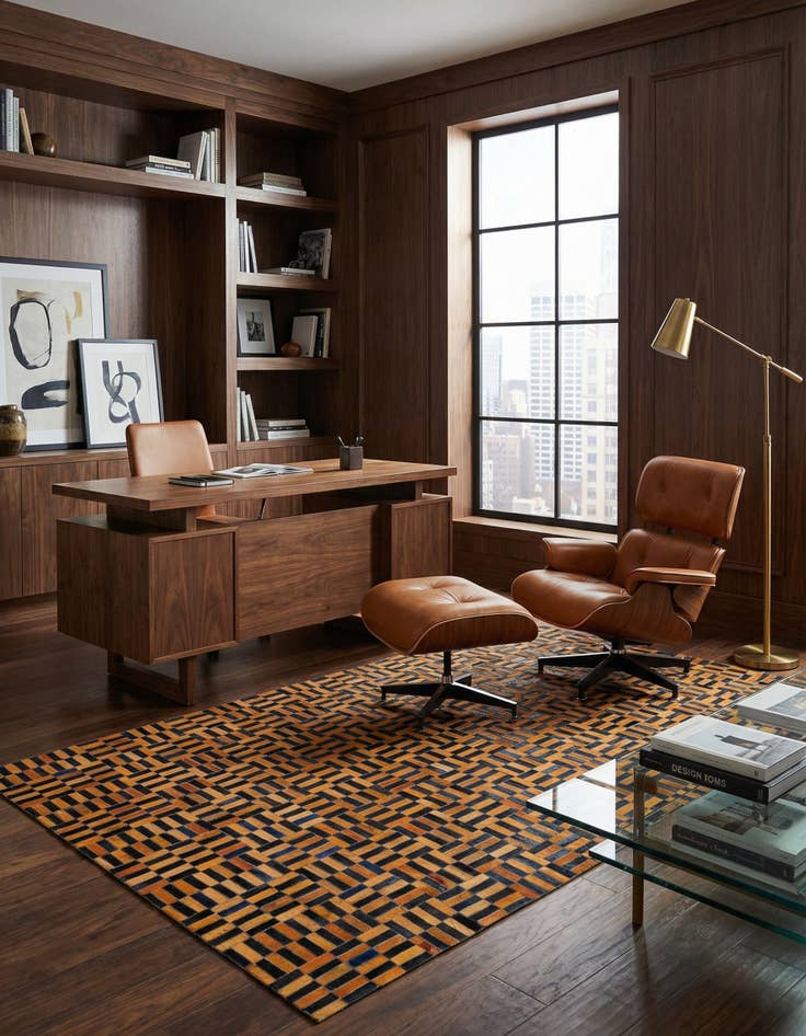 Detail image of  5' 1 x 8' Cowhide - Patchwork Rug